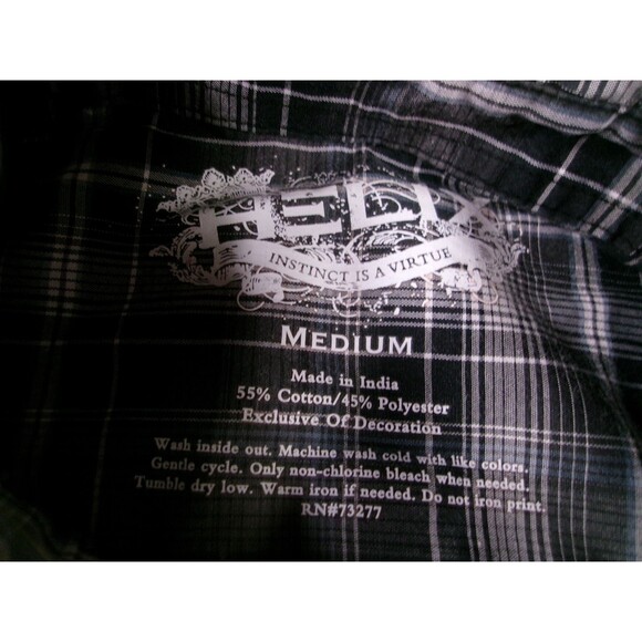 Helix Shirt Youth Medium Gray Plaid Western Causal Guitar Print Classic Button - Picture 7 of 10